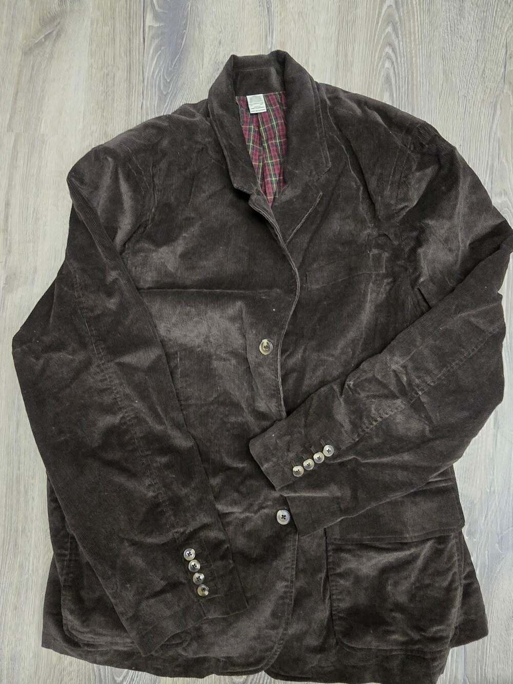 L.L.Bean Outdoor Specialties Corduroy Coat with Plaid Lining 52 L